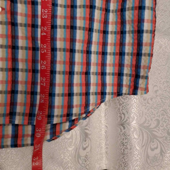 Tommy Hilfiger Shirt Men's Size L Multicolor Plaid s/s Seersucker Coastal Preppy - Picture 9 of 9